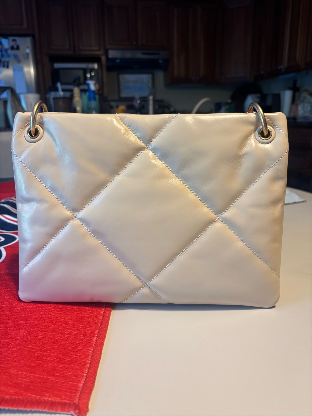 Tory Burch Kira Quilted Cream Shoulder Bag with Gold Chain - Picture 9 of 14